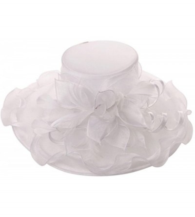 Sun Hats Wide Brim Floral Organza Hat - White - C2182EE7IZH $56.43
