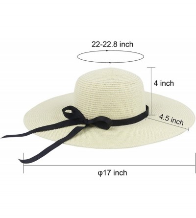 Sun Hats Women Wide Brim Straw Sun Hat Floppy Foldable Roll up Cap Beach Summer Hats UPF 50+ - White - C61944RNZX5 $14.34