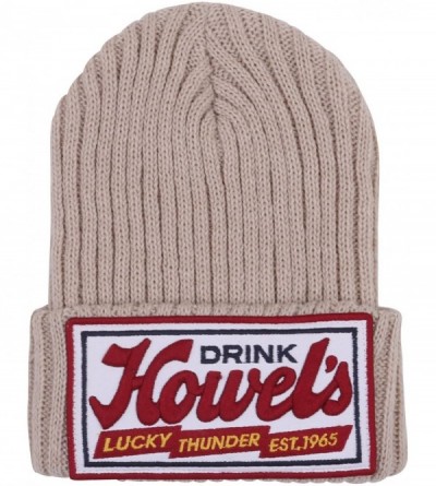 Skullies & Beanies Howel's Stitched Logo Fold-Over Ribbed Stretch Knit Skully Beanie Hat - Navy - CT125HJZZHD $12.90