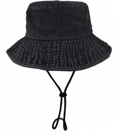 Sun Hats 100% Cotton Stone-Washed Safari Booney Sun Hats - Denim Black - C718HZUSCZK $12.88