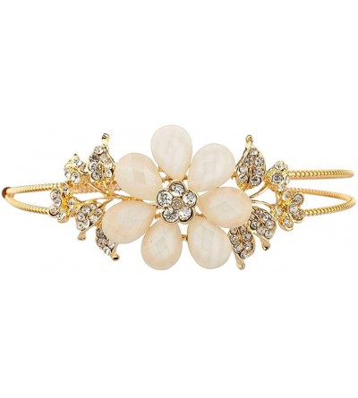 Headbands Faceted Flower Crystal Pave Stretch Headband - White - CP127ZWWN43 $7.68