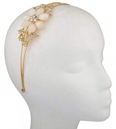 Headbands Faceted Flower Crystal Pave Stretch Headband - White - CP127ZWWN43 $7.68