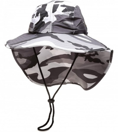 Sun Hats Outdoor Sun Protection Hunting Hiking Fishing Cap Wide Brim hat with Neck Flap - City Camo - CX18G7SHDKC $17.56