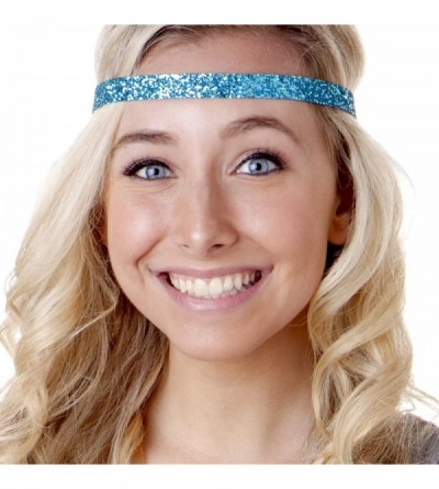 Headbands Women's Adjustable NO Slip Skinny Bling Glitter Headband - Teal - CB11VD078QR $11.45