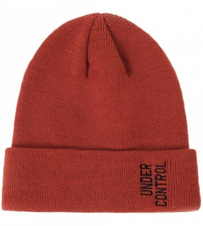 Skullies & Beanies Knitted Acrylic Beanie Hat with Embroidery Letters- Cuffed Skull Hat - 1-c Rust - CM18UXUX6G7 $10.00