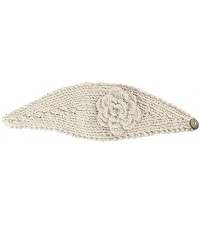 Cold Weather Headbands Fashion Women Crochet Button Headband Knit Hairband Flower Winter Ear Warmer Head Wrap - White - CW18L...