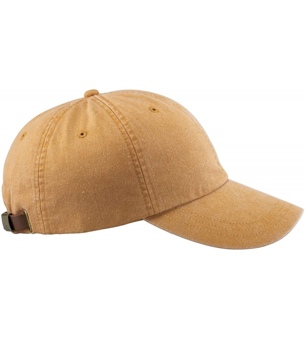 Baseball Caps 6-Panel Low-Profile Washed Pigment-Dyed Cap - Mustard - CB12N3CY5TC $10.50