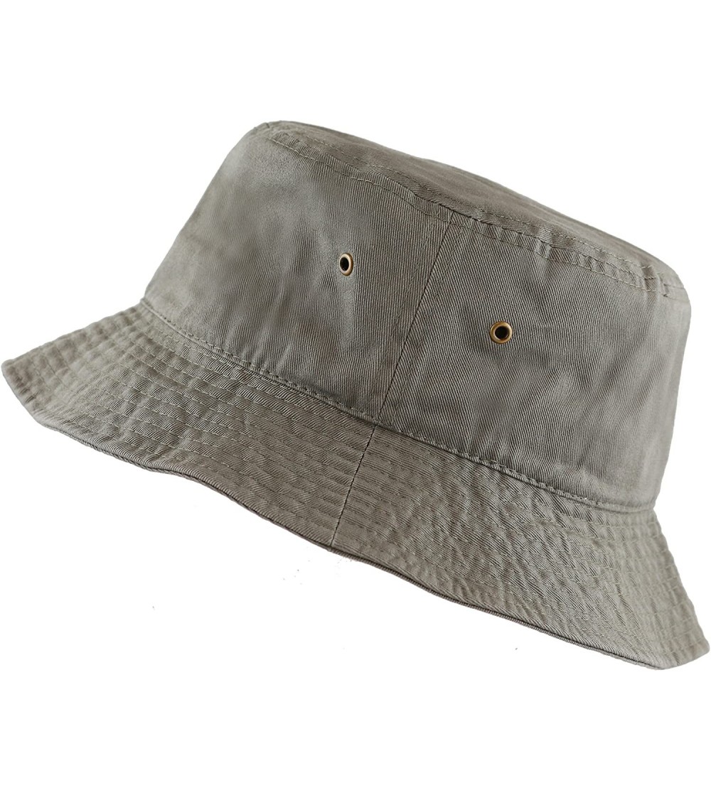 Bucket Hats Unisex 100% Cotton Packable Summer Travel Bucket Beach Sun Hat - Olive - C517Y4T7IOC $8.76