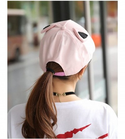 Baseball Caps Women's Cartoon Cat Ears Cap Baseball Sun Hats - White - C1188Q37N84 $12.74