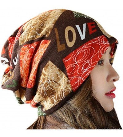 Skullies & Beanies Women Slouchy Long Beanie Knit Caps Scarf Hip-hop Ski Skull Knit Hat - Brown - C4185ROU6Z9 $8.15