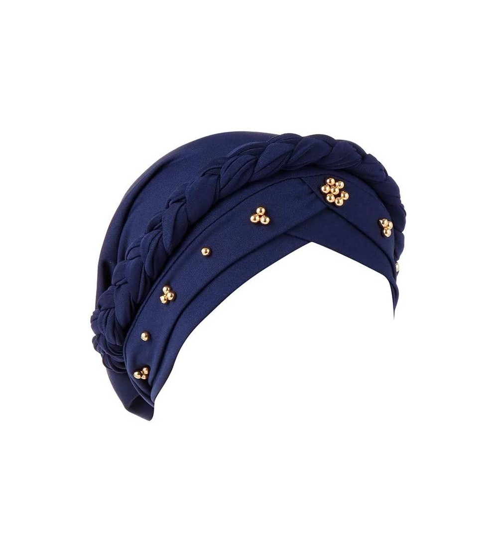 Skullies & Beanies Summer Ruffle Diamond Headscarf - Navy - C718QAKU00Z $9.07