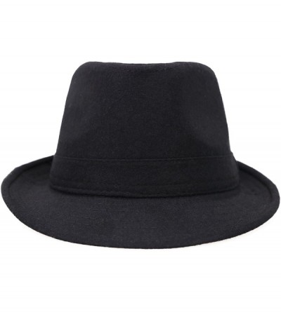 Fedoras Men's/Women's Cotton Blended Short Brim Fedora Hat Manhattan Hat - Black - CL180CMSDNY $16.96
