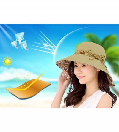 Sun Hats Womens Sun Hat Summer UPF 50+ UV Protection Beach Hat Foldable Wide Brim Cap - Khaki - CB18468EXLG $13.76