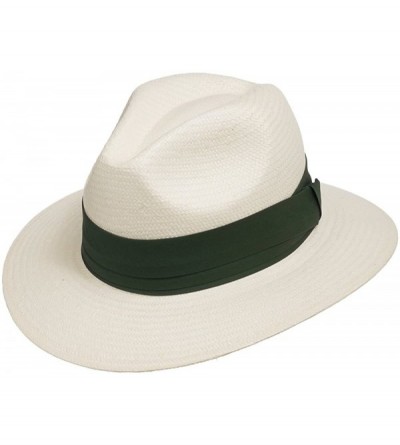 Fedoras Monte Cristo Straw Fedora Panama Hat - Ivory Straw With Green Hatband - CT128M92VR7 $58.87