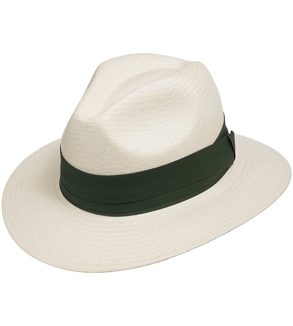 Fedoras Monte Cristo Straw Fedora Panama Hat - Ivory Straw With Green Hatband - CT128M92VR7 $58.87