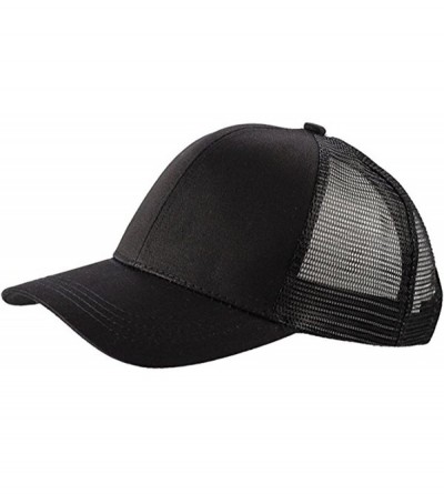 Baseball Caps Ponytail Cap Messy Trucker Adjustable Visor Baseball Cap Hat Unisex - Black 2 Pack - C818DYR46KE $18.02