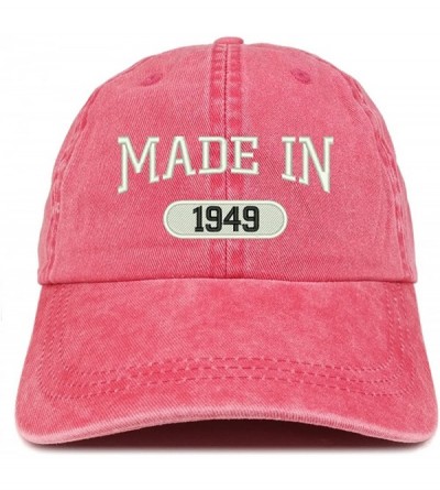 Baseball Caps Made in 1949 Embroidered 71st Birthday Washed Baseball Cap - Red - CQ18C7HN4LO $21.31