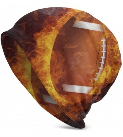 Skullies & Beanies Unisex Comfortable Slouchy Beanie Hat Stretchy Baggy Skull Cap - Fire Football - CP18AMRGK3W $34.58