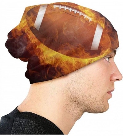 Skullies & Beanies Unisex Comfortable Slouchy Beanie Hat Stretchy Baggy Skull Cap - Fire Football - CP18AMRGK3W $20.28