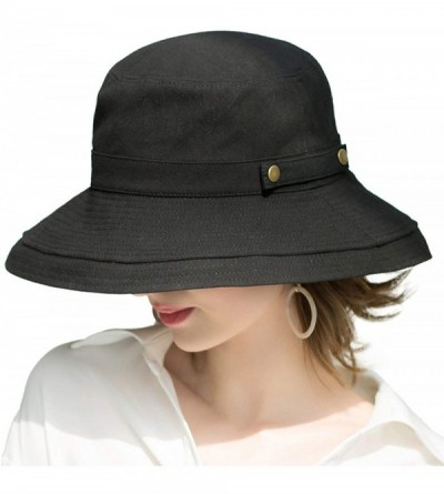 Sun Hats Womens Cotton Wide Brim Sun Hats UPF50 UV Packable Beach Hat Summer Bucket Cap for Travel - CJ18QI9TIHS $14.85