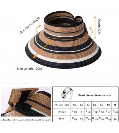 Sun Hats Rollup Straw Sun Visor Foldable Wide Brim Travel Hat Freesize Ponytail Fashion - 99055_beige - CX18D4KQU6R $11.81