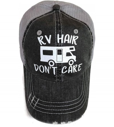 Baseball Caps White Glitter RV Hair Don't Care Grey Trucker Cap Hat Camping - C218CNKL7CW $47.94