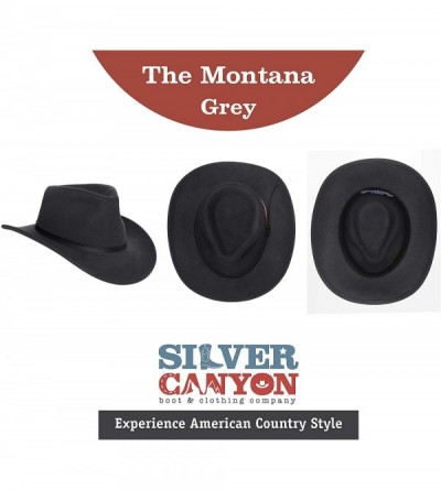 Cowboy Hats Montana Crushable Wool Felt Western Style Cowboy Hat - Grey - CF18E4HGCK3 $59.65