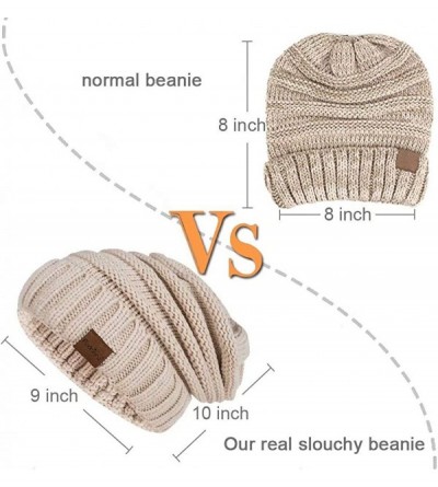 Skullies & Beanies Slouchy Beanie Hat for Women- Winter Warm Knit Oversized Chunky Thick Soft Ski Cap - CW18X6T2SIT $19.83
