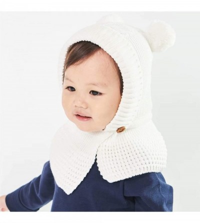 Skullies & Beanies Toddler Baby Fleece Lined Winter Hat Knit Windproof Hood Sarf Beanie - White - CP18Z35KGDT $9.00