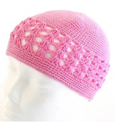 Skullies & Beanies Knit Kufi Hat - Koopy Cap - Crochet Beanie - Pink - C9115FCGP8V $11.71