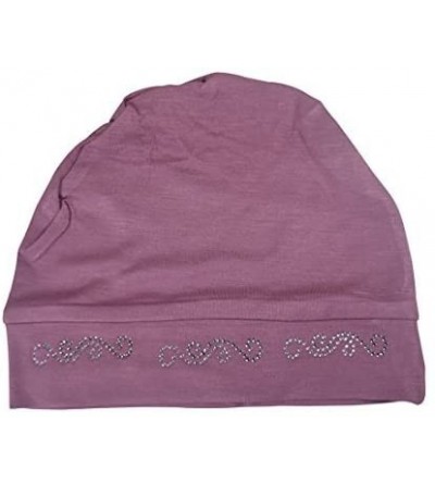 Skullies & Beanies Womens Soft Sleep Cap Comfy Cancer Hat with Rhinestone Swirly Chain Applique - Rose - CV17XXDRD6N $15.46