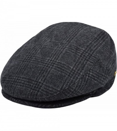 Newsboy Caps Classic Men's Flat Hat Wool Newsboy Herringbone Tweed Driving Cap - Iv1930-black - C1189YI8NNN $13.36