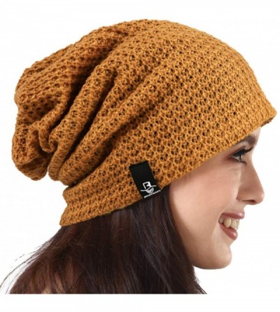 Berets Women's Knit Slouchy Beanie Baggy Skull Cap Turban Winter Summer Beret Hat - Solid Ginger - CH18UDTY3HU $17.28