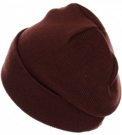 Skullies & Beanies Thick Plain Knit Beanie Slouchy Cuff Toboggan Daily Hat Soft Unisex Solid Skull Cap - Brown - C0188DDQX7U ...