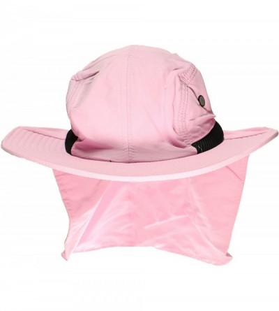 Sun Hats Men/Women Wide Brim Summer Hat with Neck Flap (One Size) - Light Pink - CC18DC0YYM2 $14.24