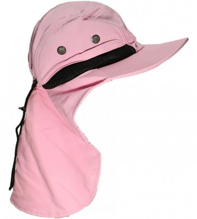 Sun Hats Men/Women Wide Brim Summer Hat with Neck Flap (One Size) - Light Pink - CC18DC0YYM2 $14.24