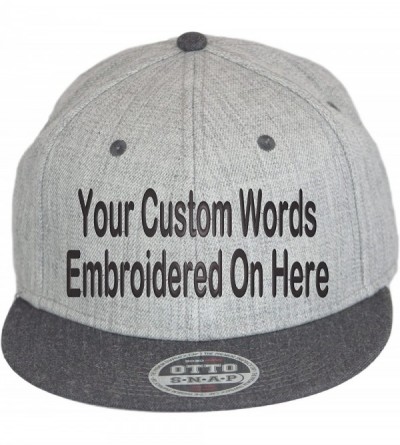 Baseball Caps Custom Snapback Hat Otto Embroidered Your Own Text Flatbill Bill Snapback - Heather Gray/ Dark Grey Bill - CM18...