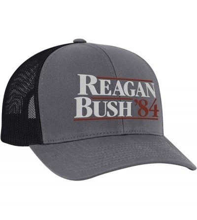 Baseball Caps Reagan Bush 84 Campaign Adult Trucker Hat - Charcoal/Black - CR199IE46T3 $22.34