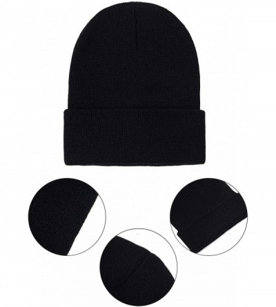 Skullies & Beanies Winter Beanie Cap Warm Knit Cuff Skull Beanie Caps for Men or Women - Black- Light Grey - CK18AOSXRKZ $9.50