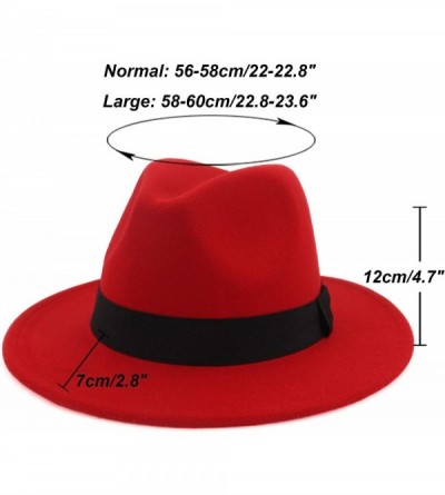 Fedoras Wide Brim Fedora Hats for Women Dress Hats for Men Two Tone Panama Hat with Belt Buckle/Bowknot Band - CD194A3DG03 $3...