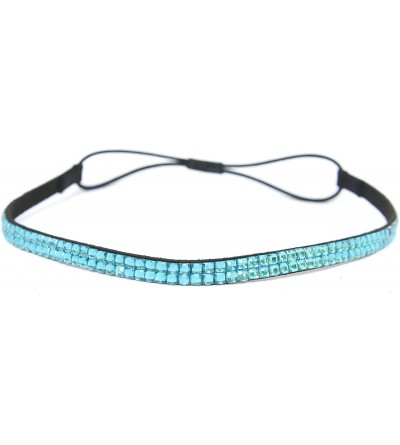 Headbands Two Row Rhinestone Elastic Stretch Headband Accessory - Turquoise Thin Headband - C211DDJW9U1 $23.20