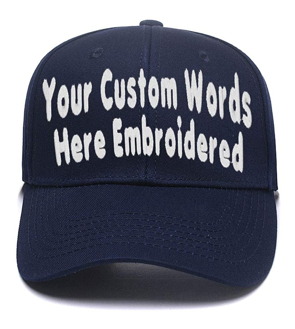 Baseball Caps Custom Embroidered Baseball Hat Personalized Adjustable Cowboy Cap Add Your Text - Dark Blue - CE18H496QAM $20.49