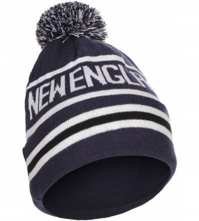 Skullies & Beanies USA Favorite City Cuff Winter Beanie Knit Pom Pom Hat Cap - New England - Navy - CE1268LFTGV $15.61
