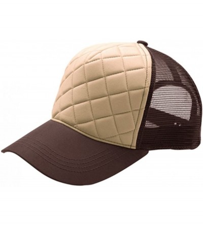 Baseball Caps Men's Argyle Pattern Fashion Quilted Mesh Trucker Adjustable Cap - Khaki Brown - C811XD86GXX $7.47