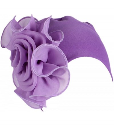 Skullies & Beanies Cancer Turbans Twisted Headwear Flowers - Purple - CE18XW3L4RL $10.42