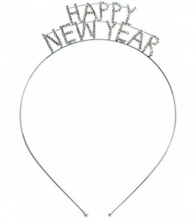 Headbands Women's Sparkly Rhinestone Happy New Year's Tiara Headband - Clear Crystal - CO12NEVIW67 $18.85