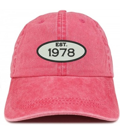 Baseball Caps Established 1978 Embroidered 42nd Birthday Gift Pigment Dyed Washed Cotton Cap - CL180ND6MAK $14.77