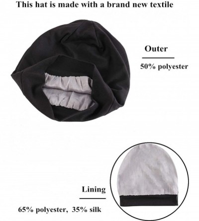 Skullies & Beanies Satin Silk Lined Sleep Cap - Beanie Slap Hat-Amazing Soft Chome Cap - Black - CV18QU6NXEX $12.92