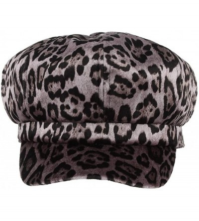 Newsboy Caps Women Vintage 8 Panels Newsboy Hat Fall Winter Leopard Print Visor Beret Cap - Purple - CS18NA5MDGR $11.28