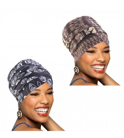 Headbands Easy Wearing African Head Wrap-Long Scarf Turban Shawl Hair Bohemian Headwrap - Y-2PCS-3 - CS18USML7S6 $14.66